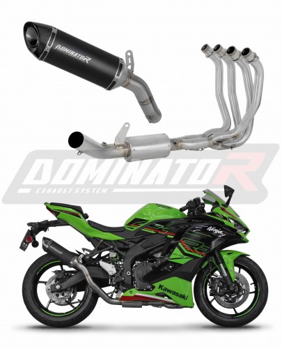 ολοκληρωμένο σύστημα εξάτμισης με τελικό DOMINATOR Full System HP8 ΜΑΥΡΟ κατάλληλο για μοτοσυκλέτα Kawasaki ZX-4R / RR 2023 - 2024