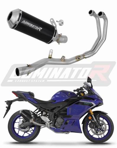 πλήρες σύστημα εξάτμισης με σιγαστήρα DOMINATOR Full System OV G2 ΜΑΥΡΟ που ταιριάζει στη μοτοσυκλέτα Yamaha YZF-R3 2025 - 2026